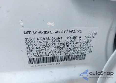 2019 Acura Ilx Premium Package/Technology Package from USA, damaged, VIN 19UDE2F74KA004019